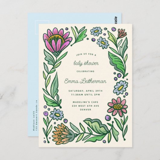 Skandinavische Volkskandinavische Babydusche Postkarte (Vorne/Hinten)