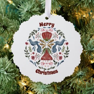 Skandinavische Volkskunst Blaue Vogel Ornament Karte
