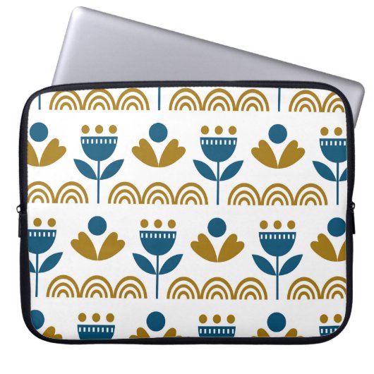 Skandinavische Volkskunst, buntes Muster. Laptopschutzhülle (Vorderseite)