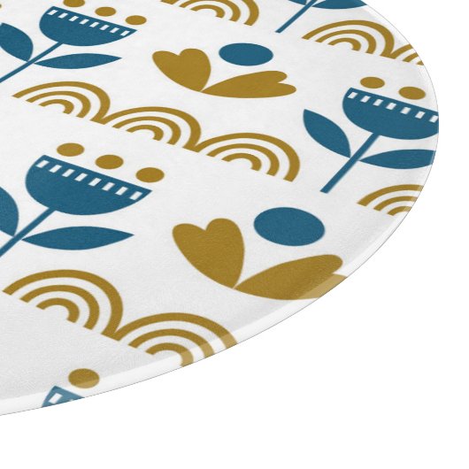 Skandinavische Volkskunst, buntes Muster. Schneidebrett (Ecke)