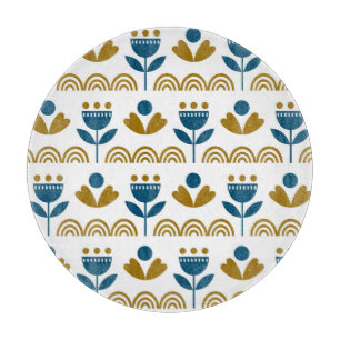 Skandinavische Volkskunst, buntes Muster. Schneidebrett