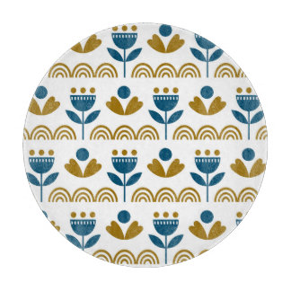 Skandinavische Volkskunst, buntes Muster. Schneidebrett