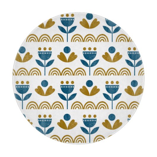 Skandinavische Volkskunst, buntes Muster. Schneidebrett (Vorderseite)