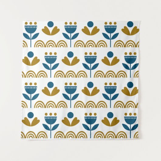 Skandinavische Volkskunst, buntes Muster. Wandteppich (Vorderseite)