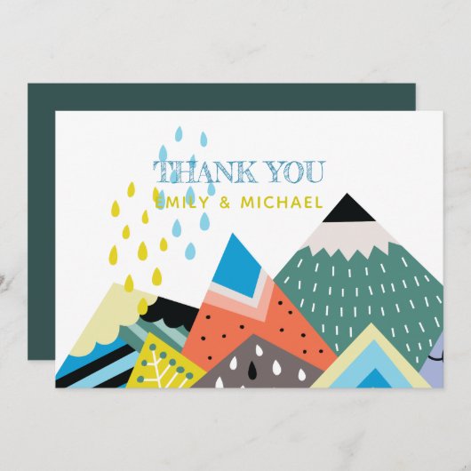 Skandinavische Volkskunst Danke, Cards Blue Yellow Dankeskarte (Vorne/Hinten)