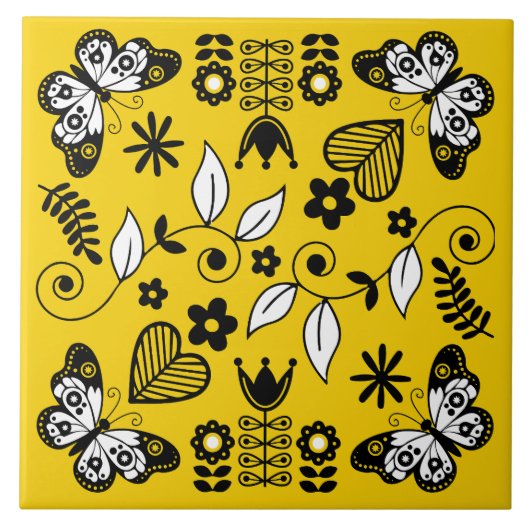 Skandinavische Volkskunst Fliese (Vorderseite)