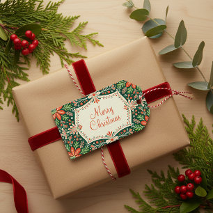 Skandinavische Volkskunst Grün und Rot Weihnachten Geschenkanhänger