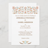 Skandinavische Volkskunst Herbstfarben Hochzeiten Einladung (Vorne/Hinten)