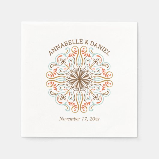 Skandinavische Volkskunst Herbstfarben Hochzeiten Serviette (Vorderseite)