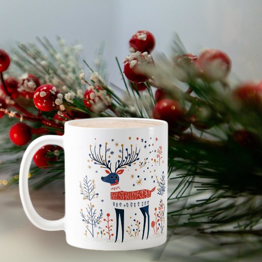 Skandinavische Volkskunst Hirschfest Weihnachtsfes Kaffeetasse