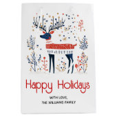 Skandinavische Volkskunst Hirschfest Weihnachtsfes Mittlere Geschenktüte (Vorderseite)