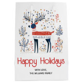Skandinavische Volkskunst Hirschfest Weihnachtsfes Mittlere Geschenktüte (Rückseite)
