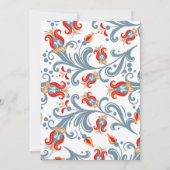 Skandinavische Volkskunst Hochzeit Einladung Blau (Rückseite)