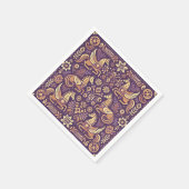 Skandinavische Volkskunst in Lila und Gold-Decoupa Serviette (Ecke)