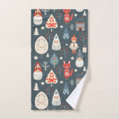 Skandinavische Volkskunst mit Weihnachtszwergen Badhandtuch Set (Handtuch)