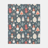 Skandinavische Volkskunst mit Weihnachtszwergen Fleecedecke (Vorderseite)