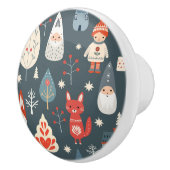 Skandinavische Volkskunst mit Weihnachtszwergen Keramikknauf (Rechts)