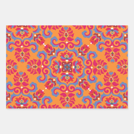 Skandinavische Volkskunst Muster Wrapping Paper Sh Geschenkpapier Set (Vorderseite 2)