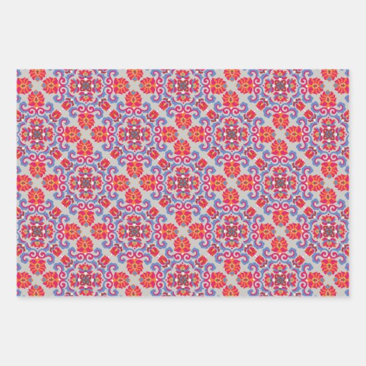 Skandinavische Volkskunst Muster Wrapping Paper Sh Geschenkpapier Set (Vorderseite 3)