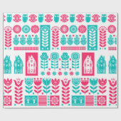 Skandinavische Volkskunst nahtlos Vintages Muster Geschenkpapier (Flach)