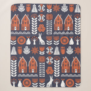 Skandinavische Volkskunst nahtlos Vintages Muster Sherpadecke