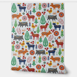 Skandinavische Volkskunst Nordic Boho Modernes Mus Tapete