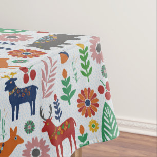 Skandinavische Volkskunst Nordic Boho Modernes Mus Tischdecke