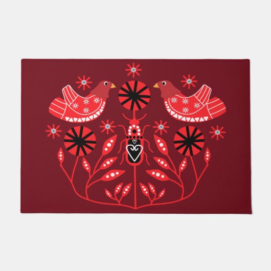 Skandinavische Volkskunst | Nordische Dekorations- Fußmatte (Vorderseite)