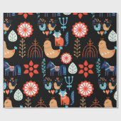 Skandinavische Volkskunst Nordische Minimalistisch Geschenkpapier (Flach)