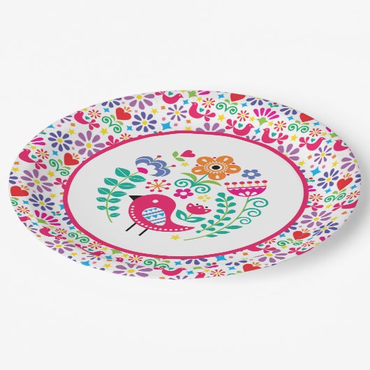 Skandinavische Volkskunst Pappteller (Schrägansicht)