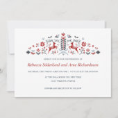 Skandinavische Volkskunst Rentier and Hearts Weddi Einladung (Vorderseite)