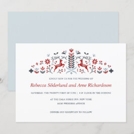 Skandinavische Volkskunst Rentier and Hearts Weddi Einladung