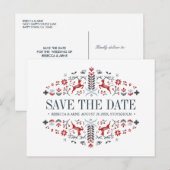 Skandinavische Volkskunst | SPEICHERUNG DES DATUMS Ankündigungspostkarte (Vorne/Hinten)