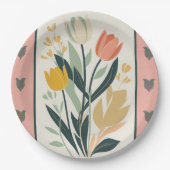 Skandinavische Volkskunst Tulpen Pappteller (Vorderseite)