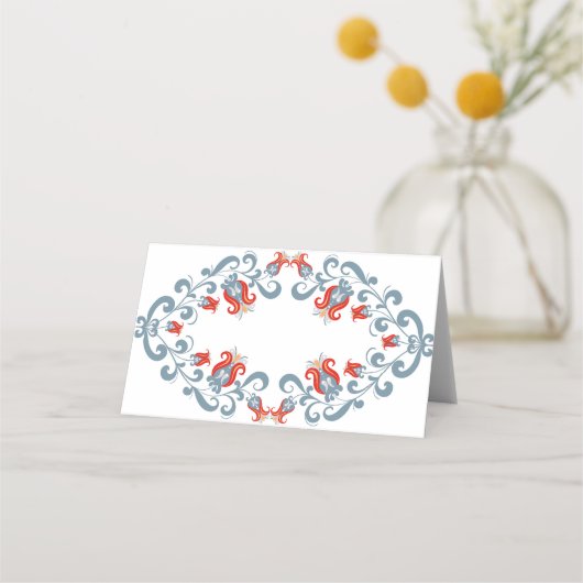 Skandinavische Volkskunst Velkommen Platzkarten (Vorderseite)