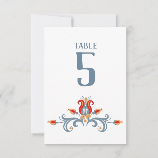 Skandinavische Volkskunst Velkommen Tischnummer 3. (Vorderseite)