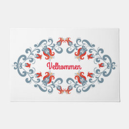 Skandinavische Volkskunst "Velkommen" Willkommensm Fußmatte