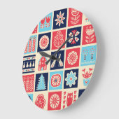 Skandinavische Volkskunst: Vintage Blütenkunst. Große Wanduhr (Winkel)