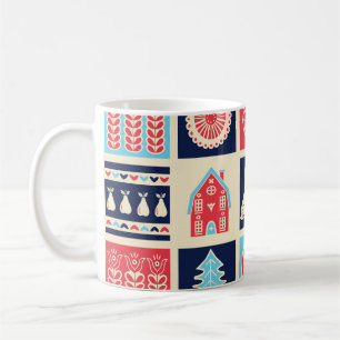 Skandinavische Volkskunst: Vintage Blütenkunst. Kaffeetasse