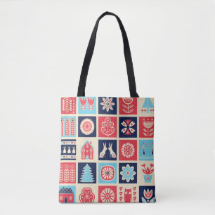 Skandinavische Volkskunst: Vintage Blütenkunst. Tasche