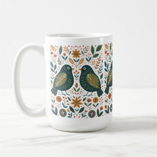 Skandinavische Volkskunst Vögel und Blumenmuster T Kaffeetasse