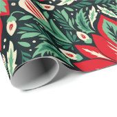 Skandinavische Volkskunst Weihnachten Rot und Grün Geschenkpapier (Rolleneckpunkt)