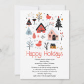 Skandinavische Volkskunst Winterlandschaft Weihnac Feiertagskarte (Vorderseite)