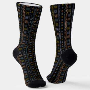Skandinavische Volkskunstsocken mit Sonnen- und We Socken