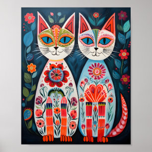 Skandinavische Volksmusik-Katzen Poster