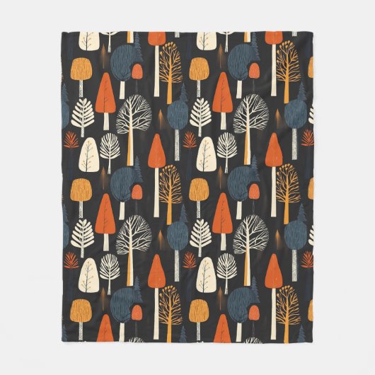 Skandinavische Waldbäume Fleecedecke (Vorderseite)