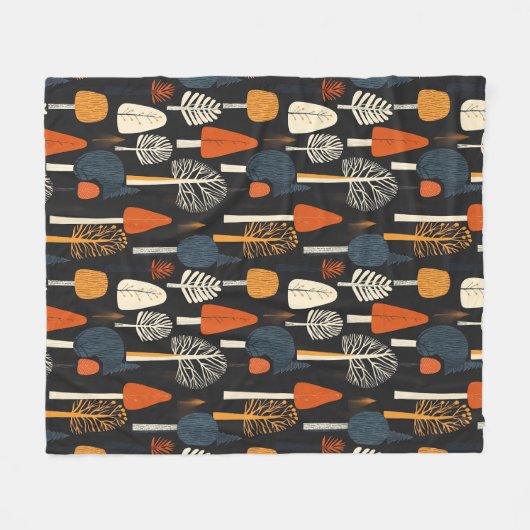 Skandinavische Waldbäume Fleecedecke (Vorderseite (Horizontal))