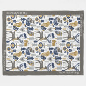 Skandinavische Waldtiere Schneeflocken Weihnachten Fleecedecke (Vorderseite (Horizontal))