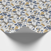 Skandinavische Waldtiere Schneeflocken Weihnachten Geschenkpapier (Ecke)