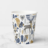 Skandinavische Waldtiere Schneeflocken Weihnachten Pappbecher (Rückseite)